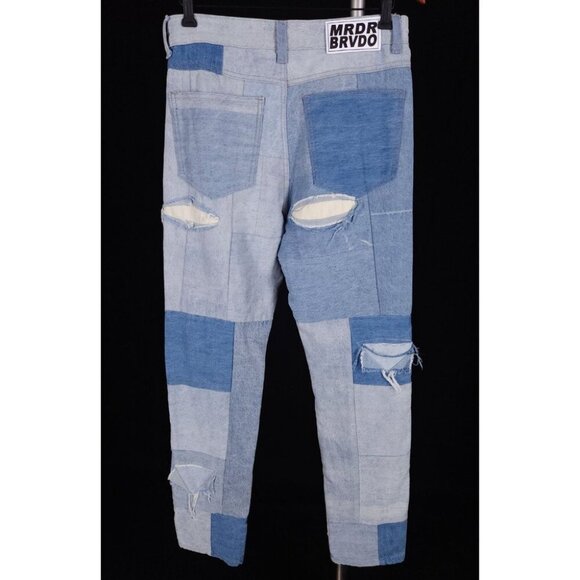 Who Decides War by MRDR BRVDO Unified Embroidered Jeans 30 Mens Blue $675 - Picture 7 of 16